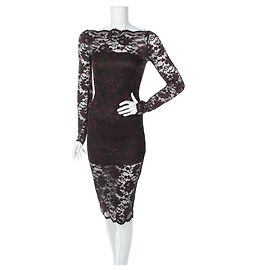 Vestido de encaje Ganni Broad St. Marrón Negro