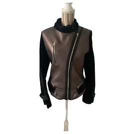 Giorgio Bomberjacke aus Leder und Schaffell schwarz bronze