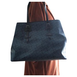 Céline Tote Bag aus beschichtetem Leinen in Blau