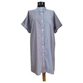 Vestido camisero de rayas azul y blanco de algodón Apc