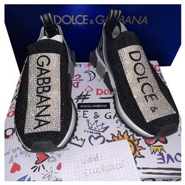 Sneakers Dolce & Gabbana Sorrento in tela nera con strass