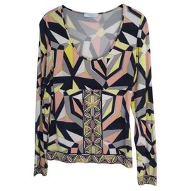 Top Emilio Pucci Fiore manga larga estampado signature