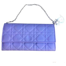 Christian Dior Pochette portafoglio Lady Dior in pelle cannage lilla