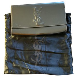 Yves Saint Laurent Pochette Belle de Jour Cuir Verni Kaki