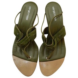 Sandali con tacco Sergio Rossi in pelle e legno verde
