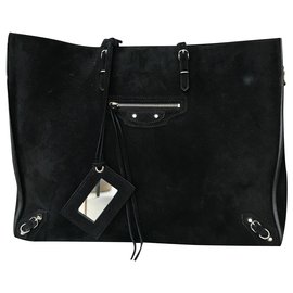 Sac à main Balenciaga Paper A4 Zip en cuir noir