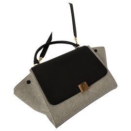 Borsa a mano Céline Trapeze Grigio Scuro Lana