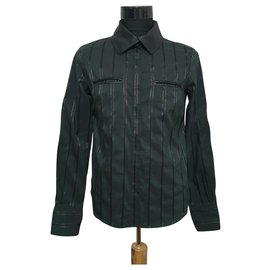 Camicia Versace Sport verde scuro e nera