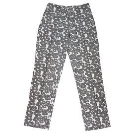 Pantalones cortos Aspesi florales de seda y algodón blanco gris