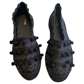 Espadrillas Maje Mahe con pompon nere in lino taglia 39