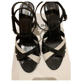 Céline Sandalen aus Leder Schwarz mit 8,5 cm Absatz