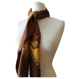 Foulard in seta Céline Messageries et Diligences Marrone Senape