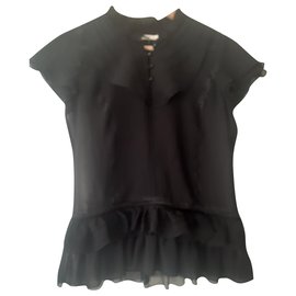 Top de encaje y crepé con volantes Pepe Jeans Negro XL