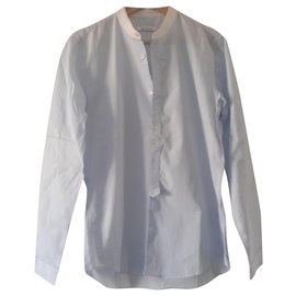 Camicia Sandro in cotone azzurro con colletto bianco