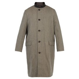 Cappotto Lemaire reversibile in lana con collo in pelle