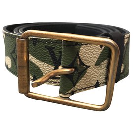 Cintura Louis Vuitton Takashi Murakami Monogramouflage Pelle Khaki