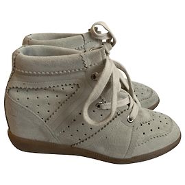 Isabel Marant Bobby Wedge Sneaker Beige Wildleder