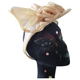 Autre Marque Bibi Bast Stirnband mit Blumen Beige