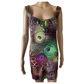 Autre Marque Vestido Kimikal de algodón marrón verde violeta