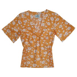 Mads Norgaard Gelbe Blumenbluse aus Baumwolle