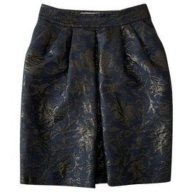 Falda Marni de brocado de algodón azul marino