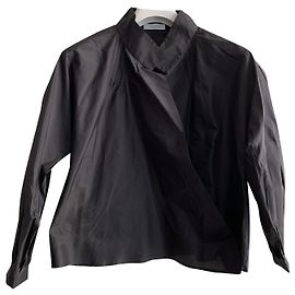 Emilio Pucci Top de túnica de tafetán de seda negra
