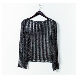 Top in cotone nero con perle Abey Antik Batik