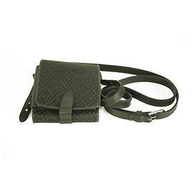 Bally Monogram Canvas nero Portafoglio Porta carte di credito con ID Cinturino in pelle a tracolla