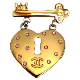 Spilla Chanel Cuore e Chiave Oro