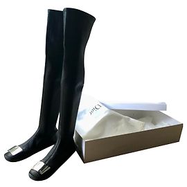 Dior 61 Cuissarde Botas altas de cuero negro