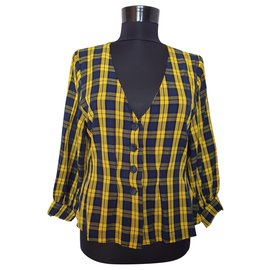 Envii Viscose Top Shirt Blau und Gelb