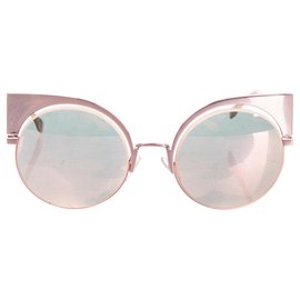 PVP €455 Gafas de sol redondas con forma de ojo de gato FENDI Lentes con espejo fabricadas en Italia - Fendi