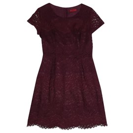 Boss by Hugo Boss 3/4 Sleeve A-Line Dress in Red Silk ref.JC1164004 (Sold)  - Joli Closet