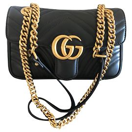 Borsa a mano Gucci Marmont Mini in pelle nera