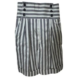 Dolce & Gabbana white silk striped Bermuda shorts