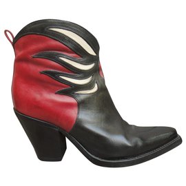Sartore Western Stiefel Leder Schwarz Rot 35 IT