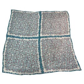 Hermès Giant Square Seidenchiffon Schal Blau