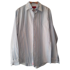 Camicia Hugo Boss in cotone bianca e azzurra