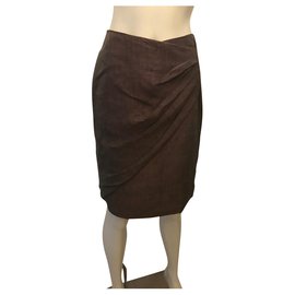 Gonna corta foderata Max Mara Marrone chiaro Viscosa Lino