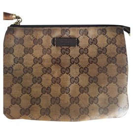 Gucci Leather Clutch Bag Brown