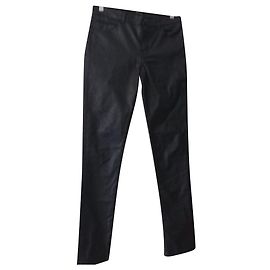The Kooples Jean Slim Droit Effet Cuir Noir