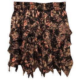 Isabel Marant Etoile Stufenrock Kurz Floral Grau Dunkelrot
