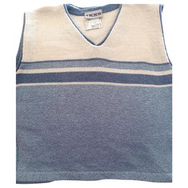 Gilet Ikks Beige et Bleu Clair Coton Acrylique 5-6 ans