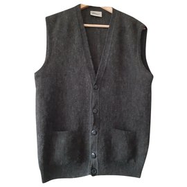 Autre Marque Strickjacke aus Schurwolle und Alpaka Grau