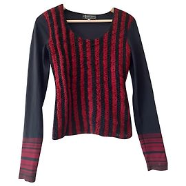Autre Marque Top Nathalie Boy Negro Rojo Oscuro Lana