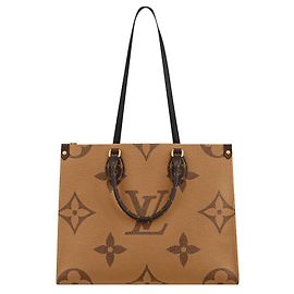 Bolso de mano Louis Vuitton Monogram Giant Onthego MM Marrón Cuero