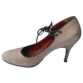 LANVIN Décolleté in pelle effetto camoscio Taupe T38,5 IT