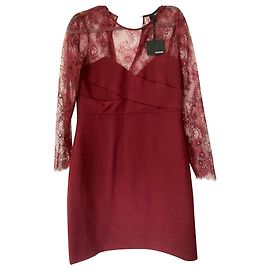 Abito Tea The Kooples Rosso Scuro con Maniche in Pizzo