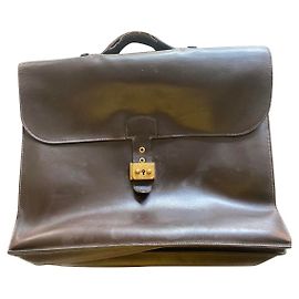 Autre Marque Cartella Hermès in pelle d'agnello marrone scuro