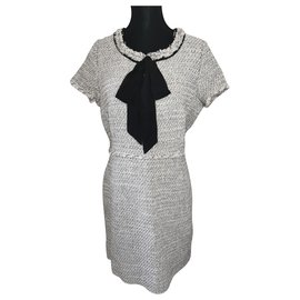 Weill Carel Tweed Kleid schwarz und creme